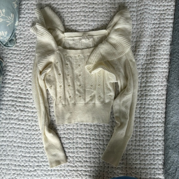 ASTR the Label White Sweater with Pearl Details - Picture 2 of 3